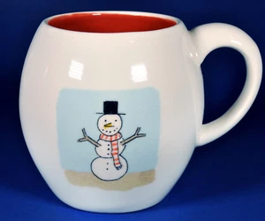 Rae Dunn Artisan Collection Magenta Snowman Coffee Mug Cup Red Inside 15oz. - Picture 1 of 4