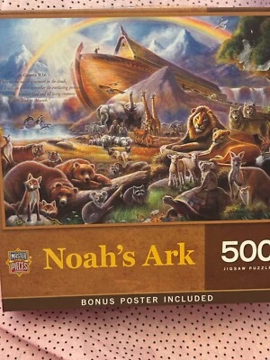 Masterpieces Noahs Ark 500 Piece Jigsaw Puzzle 15"X21" W/poster NEW - Image 1 of 3