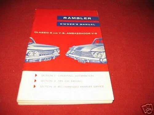 1961 AMC Rambler Classic & Ambassador Propietarios Manual Nuevo - Imagen 1 de 1