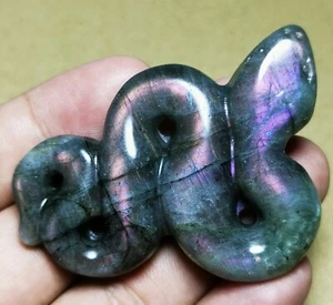 Serpente da intaglio! Pietra Reiki Spectrolite Flash Labradorite Viola Lucido Bella  - Foto 1 di 12