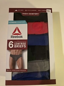 Mens Reebok Low Rise Performance Briefs 6 PACK (Size 2XL) BRAND NEW IN PACKAGE - Picture 1 of 4