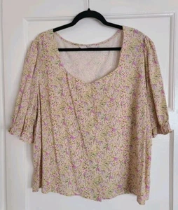 Tu Women Yellow Purple Floral Blouse Size 22 * - Picture 1 of 2