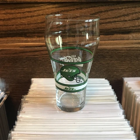 VINTAGE JETS Coca-Cola COLLECTIBLE GLASS 6" 14oz. & Free1985 Bobby Humphery Card Cover