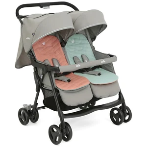 Double Pram Joie Aire Twins Stroller Baby Pushchair Buggy Foldable w/ Rain Cover - Picture 1 of 6