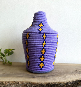 Hand-Woven Berber Basket Handmade Moroccan Wicker Basket Straw Abstract Boho