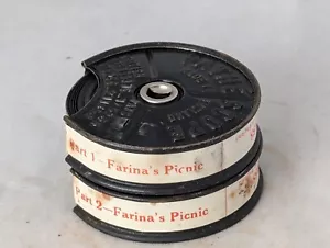 2 x Pathescope Farina's Picnic Part 1 & 2 Film Reels 9.5mm Vintage Rare #10058 - Picture 1 of 6