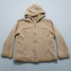 Green Tea Jacket Womens XXL Brown Pockets Full Zip Hooded Sherpa - Picture 1 of 12