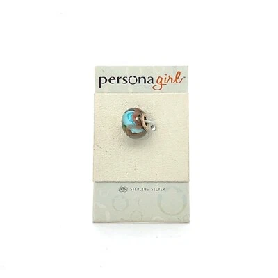 Dije de cuentas Persona GIRL de plata de ley "azul abstracto y oro" 9,5 x 7,5 mm Foto 1 de 4