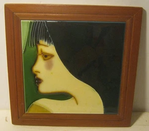 Fabelhafte KUNSTFLIESE Modern Girl Profil Portrait TOP Zustand!!! - Bild 1 von 3