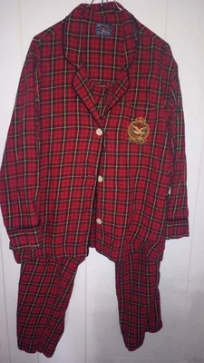 Pijama para mujer American Living 2 piezas a cuadros manga larga botón delantero 100 algodón XL Foto 1 de 4