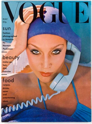 Jerry Hall ANTONIO LOPEZ Norman Parkinson DONOVAN Jamaica TOSCANI Vogue May 1975 Foto 1 de 4