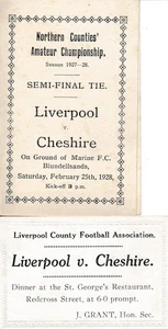 MARINE - Liverpool v Cheshire (Amateure) 1928 - Programm der Arrangements - Bild 1 von 1