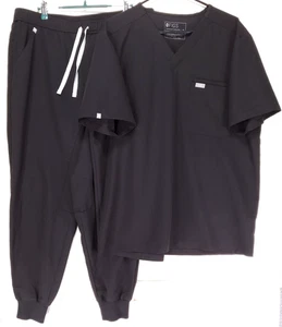 Figs Scrub Set Uomo XL Leon Top & XL/S Tansen Pantaloni Jogger Nero Usato in Ottime Condizioni - Foto 1 di 17