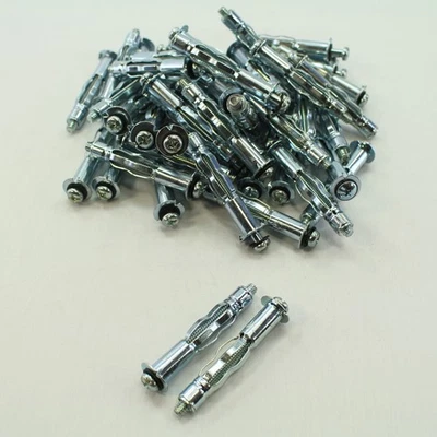 50 âncoras de parede ocas longas metálicas 5/8" - 1-3/16" alcance de aderência 1/4" parafuso 1007 - Imagem 1 de 3