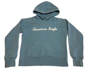 Y2K Vintage American Eagle Distressed Pullover Hoodie Größe Small Mädchen 7/8 blau - Bild 1 von 7