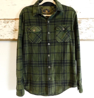 Freedom Foundry Men's Lightweight Plush Plaid Fleece Shirt Green Black Small EUC - Image 1 of 4