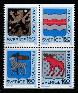 Sweden 1983 Sc # 1456-59 Arms Block of 4 MNH OG - Picture 1 of 1