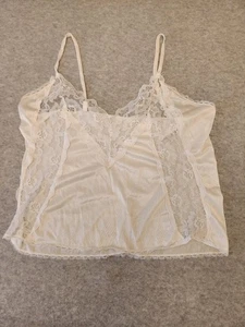 VINTAGE Victoria's Secret Camisole Womens Small Ivory Lace Satin Made USA 90s - Picture 1 of 10