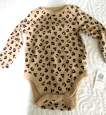 Body de manga larga azul marino antiguo para bebé niña - 3-6 meses Estampado de leopardo - Nuevo con etiquetas Foto 1 de 4