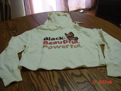 Womens Cropped Lightweight Pullover Hooded Sweatshirt Hoodie Black Beautiful - Image 1 of 4