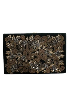 Dolce & Gabbana Black Velvet Gold Frame Clutch Evening Party Purse Women's Bag - Picture 1 of 5