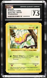 Pokemon Weedle Base Set Shadowless 1ª Edición #69 CGC 7.5 Casi Como Nuevo + - Imagen 1 de 2