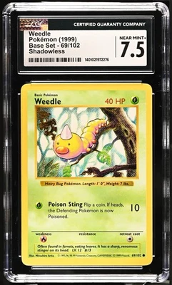 Pokemon Weedle Base Set Shadowless 1st Edition #69 CGC 7.5 Near Mint + - Image 1 of 2