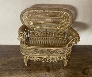 Metallic Gold Doll House Sofa Setee Bench Wrapped Wire - Picture 1 of 8