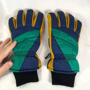 Guanti Thinsulate vintage anni 80 90 colorati blu acqua giallo neve sci inverno - Foto 1 di 4