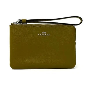 Muñequera Coach Corner Cremallera en Cuero Verde Citrón 58032 Nueva Con Etiquetas - Imagen 1 de 8