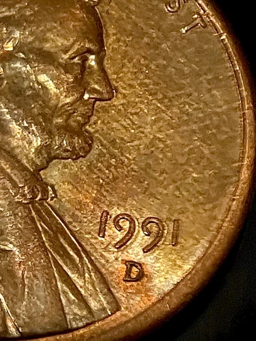 Very Rare 1991 D ''Doubling'' Error  Lincoln cent Value coin. DDO DDR Cover