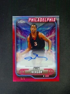 2024-25 Topps Chrome Allen Iverson Auto Red Philadelphia 5/5 ≈1/1 - Picture 1 of 2