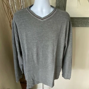 Men's Sweater Size L Gray V Neck Long Sleeve Knit Route 66 - Picture 1 of 6