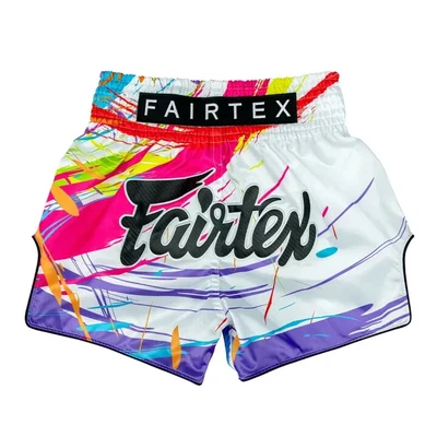 BS1933 Fairtex Muay Thai Shorts Thai Boxing Shorts - World Music White - Image 1 of 4