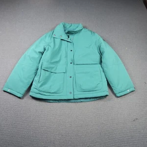 ROXY Womens Puffer Jacket Medium 10AU Green This Time Puffer Snap Winter RP$159 - Picture 1 of 10