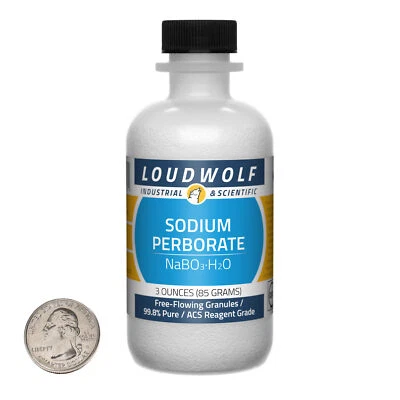 LOUDWOLF INDUSTRIAL & SCIENTIFIC Sodium Perborate / 3 Oz Bottle / 99.8% ACS Reagent Grade / Free-Flowing Granules
