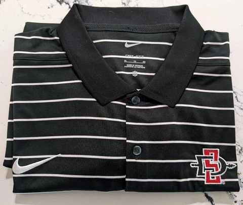 NWOT Nike Dri-Fit San Diego State Aztecs Black Striped Golf Polo Shirt XL New Cover