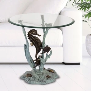 21"H Nautical Sculpture Seahorse End Table - Picture 1 of 4