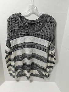 Mine Striped Loose Sweater Long Sleeve Knit Size S Acrylic Black White Gray Sz L - Picture 1 of 11