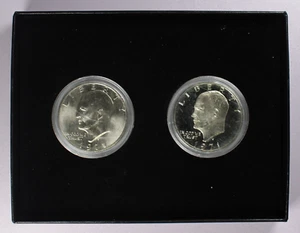 Two 1971-S Eisenhower 40% Silver Ike Dollar $1-BU/Proof W/ Box - Picture 1 of 6