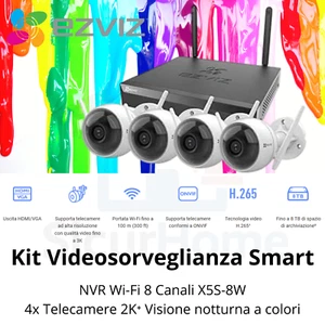 Kit Videosorveglianza Ezviz X5S Wi-Fi NVR 8 Canali + 4 Telecamere H3c 2K+ Colori - Foto 1 di 2