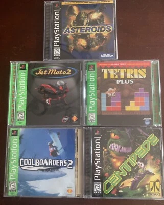 5 Game LOT Jet Moto 2/Centipede/Asteroids/Tetris Plus/Cool Boarders 2/ CIB PS1 - Image 1 of 3