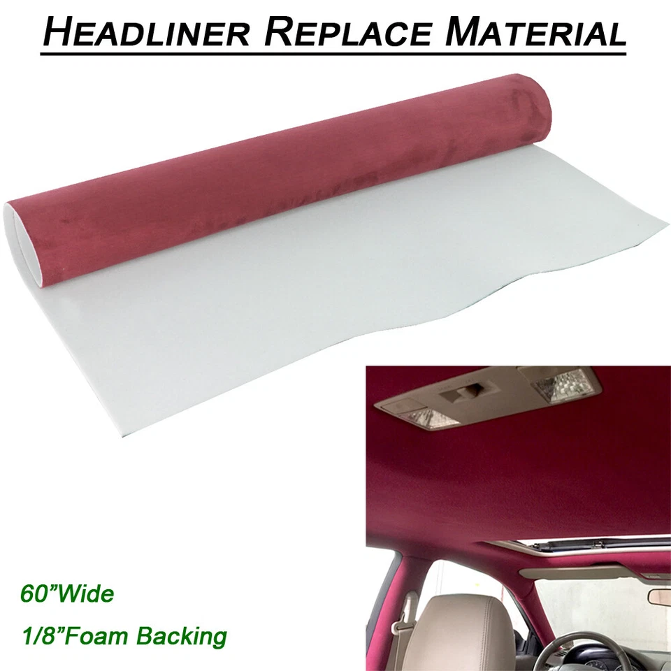 Suede Headliner Fabric Wine Foam Back Replace For Oldsmobile Scion Saab 60"x84" - Image 1 of 4