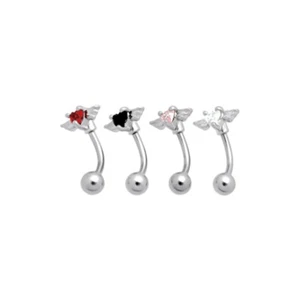 Augenbrauenpiercing Herz Flügel Kristall Augenbrauen Intim Piercing 1,2 x 8 mm - Bild 1 von 1