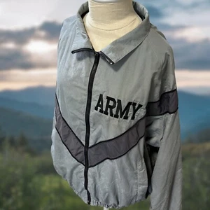 US ARMY IPFU Jacket Mens S JWOD Reg Reflective Vented Fitness Windbreaker Gray - Picture 1 of 13