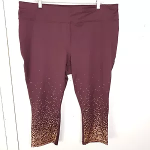 Xersion Pants Womens 2X Leggings Cropped Gold Speckled Workout Athleisure - Picture 1 of 8