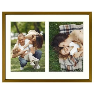 8.5x11 Aluminum Collage Picture Frame Display Two 5x7 Pictures Bronze - Picture 1 of 8