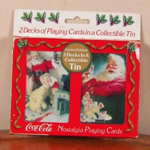 Coca-Cola Christmas Santa Nostalgia Playing Cards Tin 1996 Limited Edition - Picture 1 of 5
