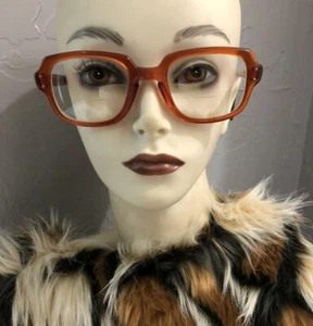 Vintage 1970s oversize Romco Eyeglasses Frames Burnt Orange Square Frames - Picture 1 of 10