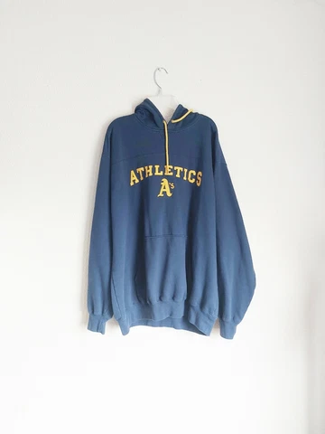 Vintage Lee Sport Oakland Athletics Mens Large Blue Yellow Hoodie Cover